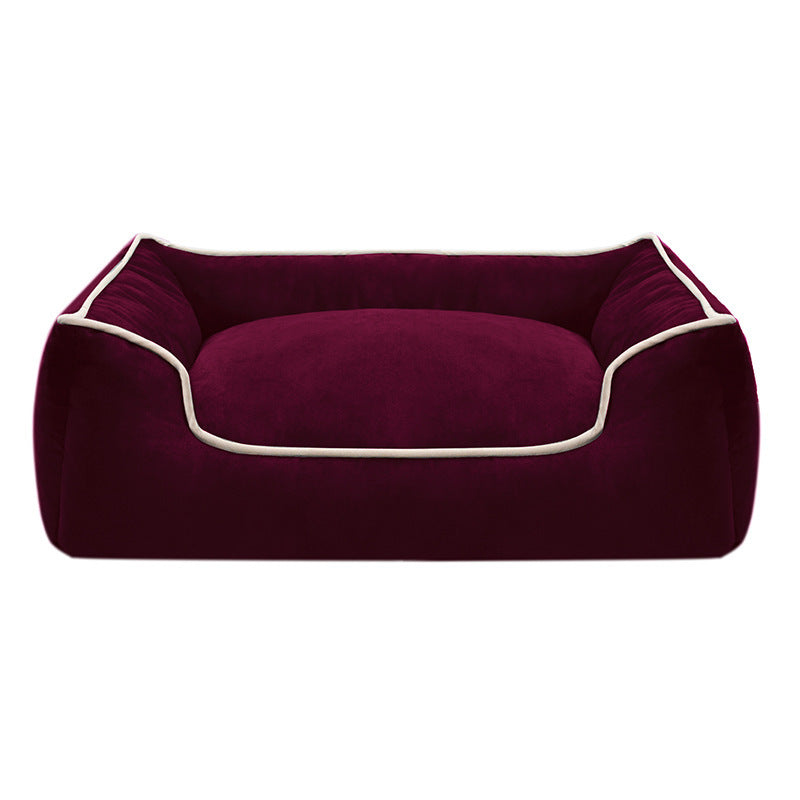 Cuccia per cani in peluche premium con bordi rialzati
