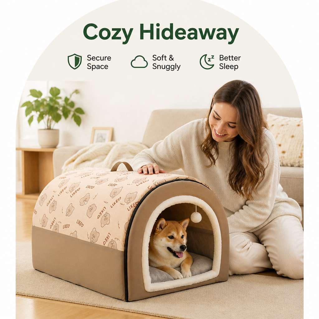 Cuccia letto 2 in 1 staccabile in pile morbido per animali domestici