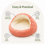 Cuccia semi-chiusa in peluche per animali domestici (cuscino rimovibile e lavabile)