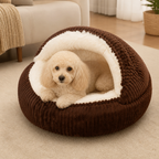 Cuccia semi-chiusa in peluche per animali domestici (cuscino rimovibile e lavabile)