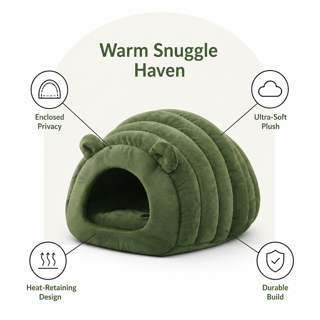 Cuccia semi-chiusa in peluche sherpa per animali domestici