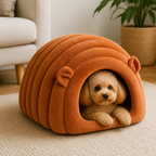 Cuccia semi-chiusa in peluche sherpa per animali domestici