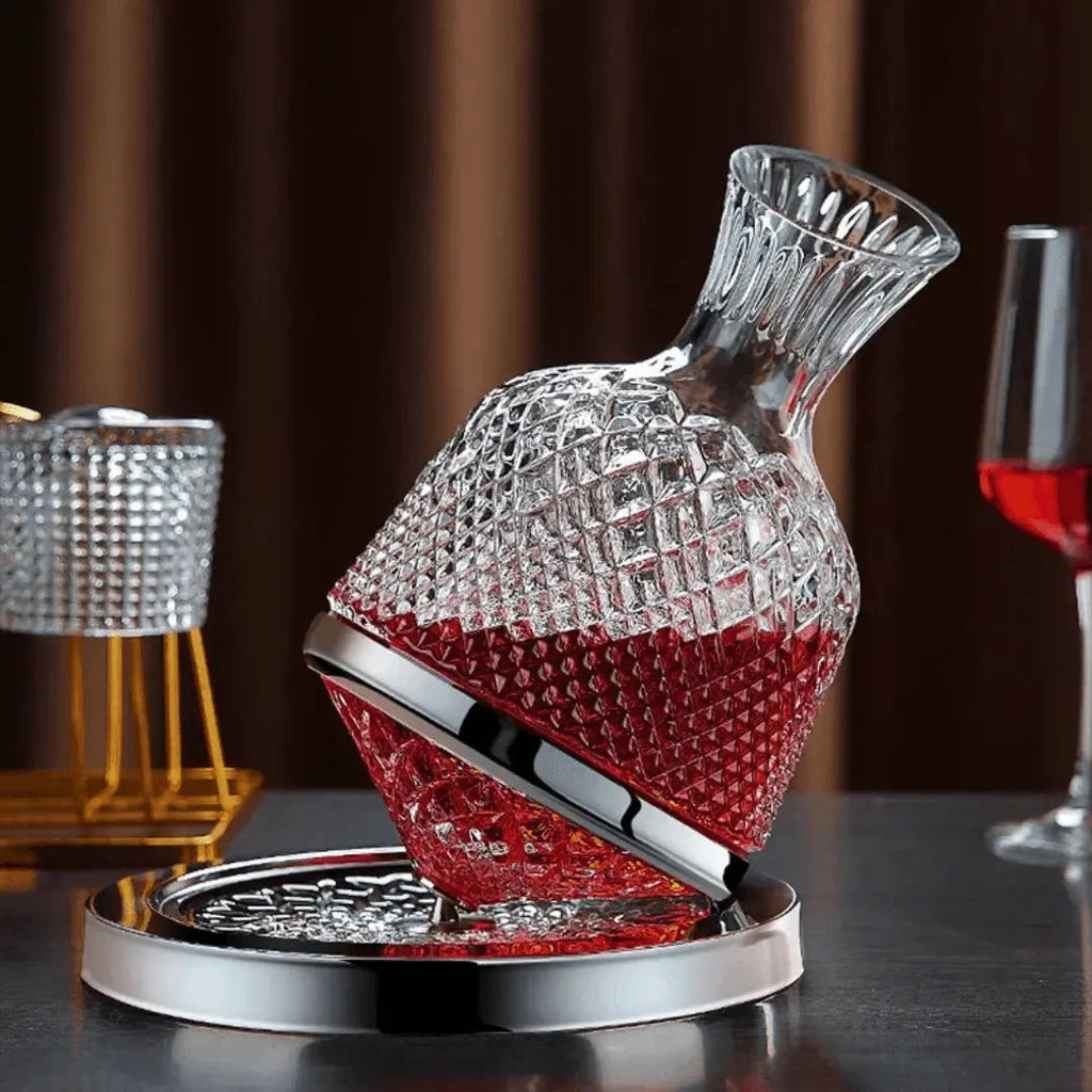 Decanter per vino con base rotante a 360° e vetro cristallo, 1,5 l