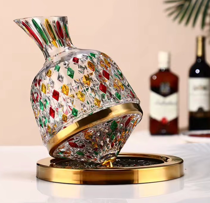 Decanter per vino con base rotante a 360° e vetro cristallo, 1,5 l