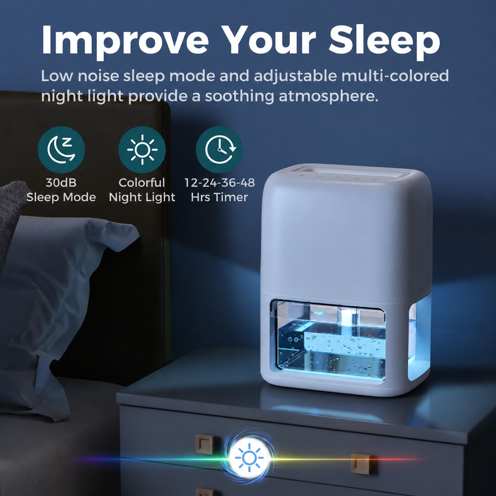 Deumidificatore portatile compatto per camera da letto, ufficio e cantina
