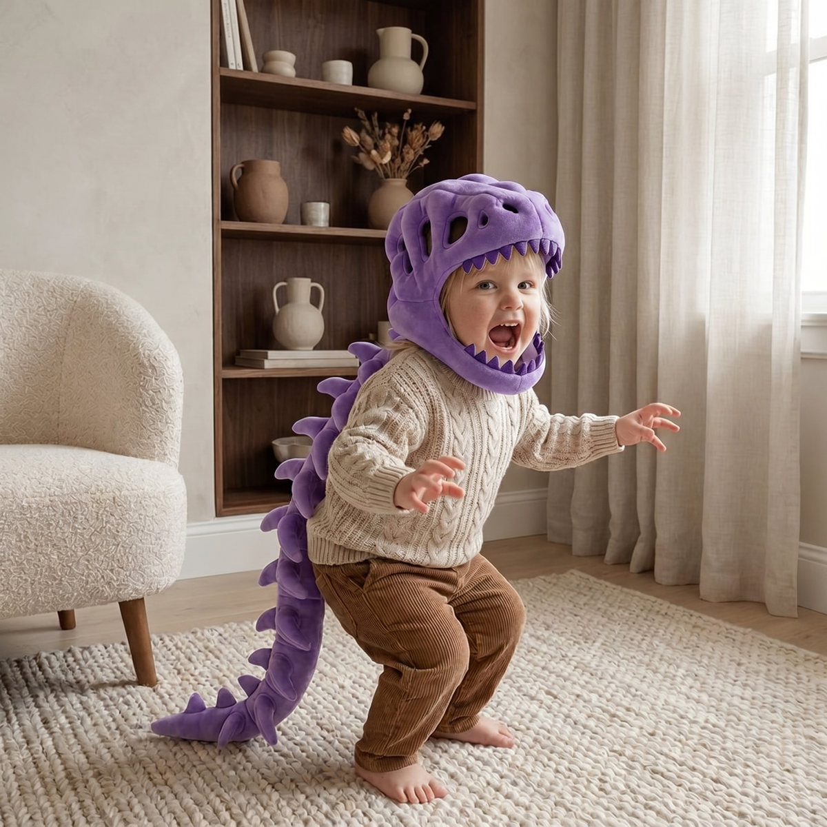 Felpa con cappuccio a dinosauro con scheletro per bambini – Costume con colonna vertebrale