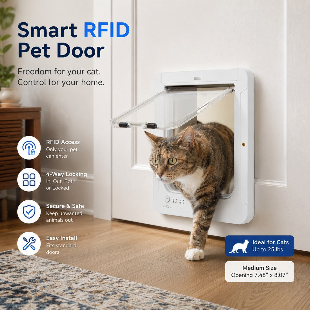 Gattaiola smart RFID a 4 vie per animali fino a 11,3 kg