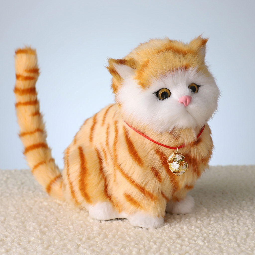 Gattino robot interattivo realistico tigrato, gatto robot che cammina e miagola