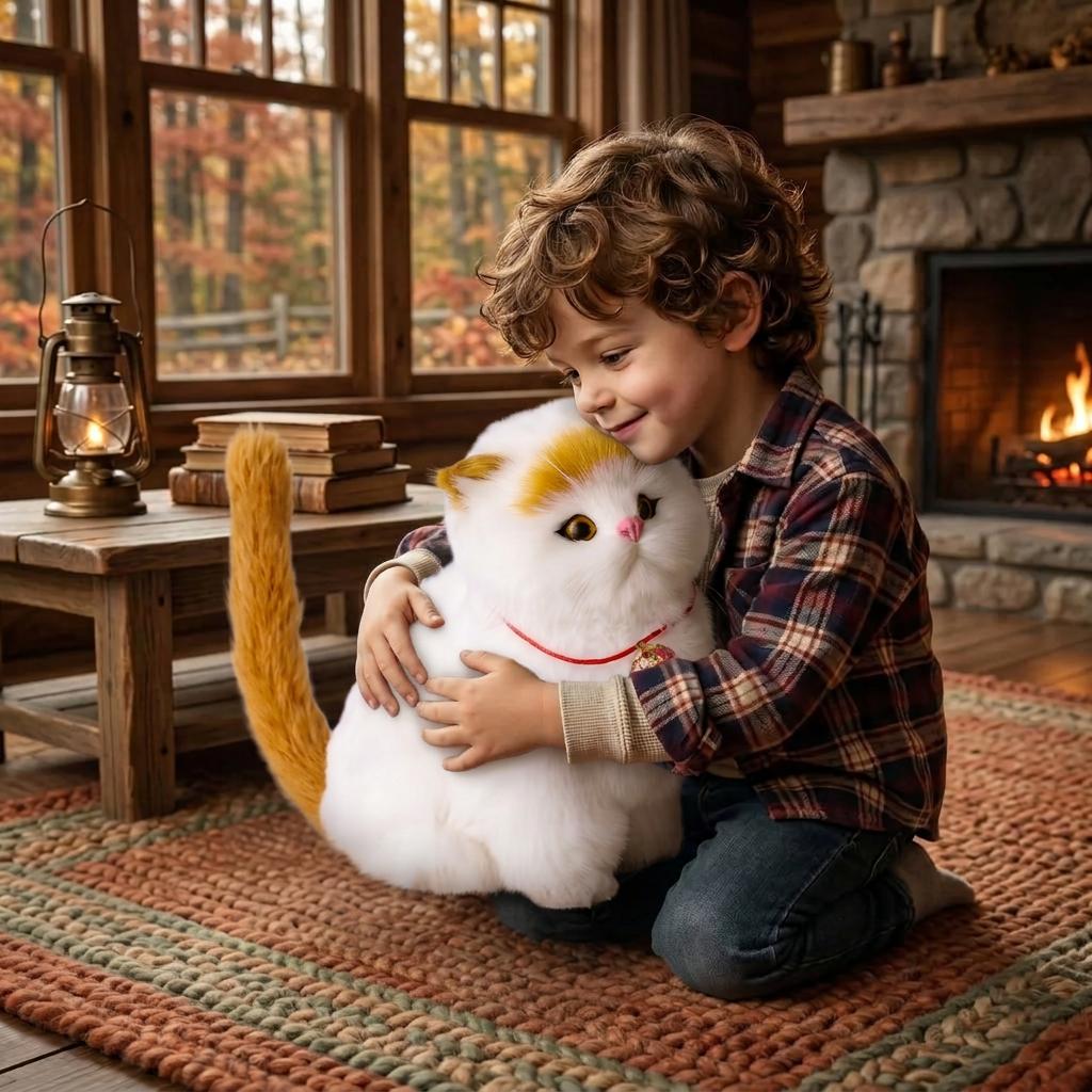 Gattino robot interattivo realistico tigrato, gatto robot che cammina e miagola