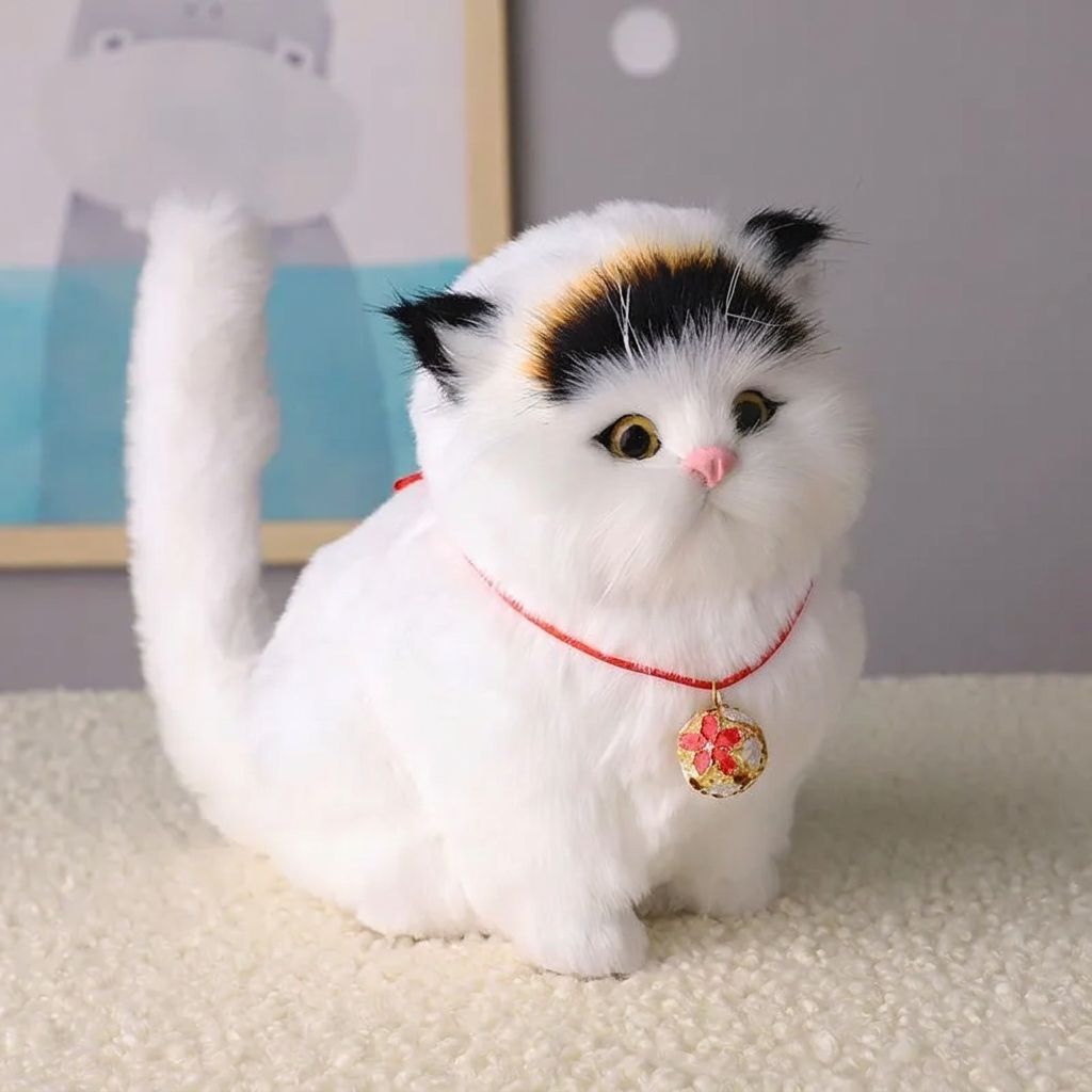 Gattino robot interattivo realistico tigrato, gatto robot che cammina e miagola