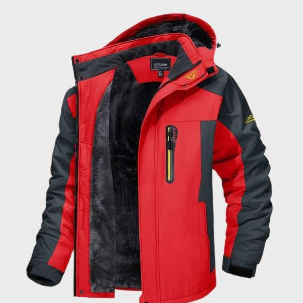 Giacca impermeabile da uomo con cappuccio e fodera in pile termico