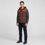 Gilet da uomo imbottito con cappuccio a quadri tartan