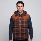 Gilet da uomo imbottito con cappuccio a quadri tartan