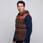 Gilet da uomo imbottito con cappuccio a quadri tartan