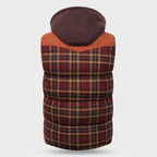 Gilet da uomo imbottito con cappuccio a quadri tartan