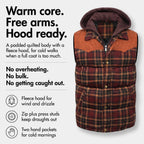 Gilet da uomo imbottito con cappuccio a quadri tartan
