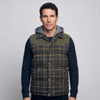 Gilet da uomo imbottito con cappuccio a quadri tartan