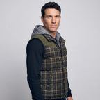 Gilet da uomo imbottito con cappuccio a quadri tartan