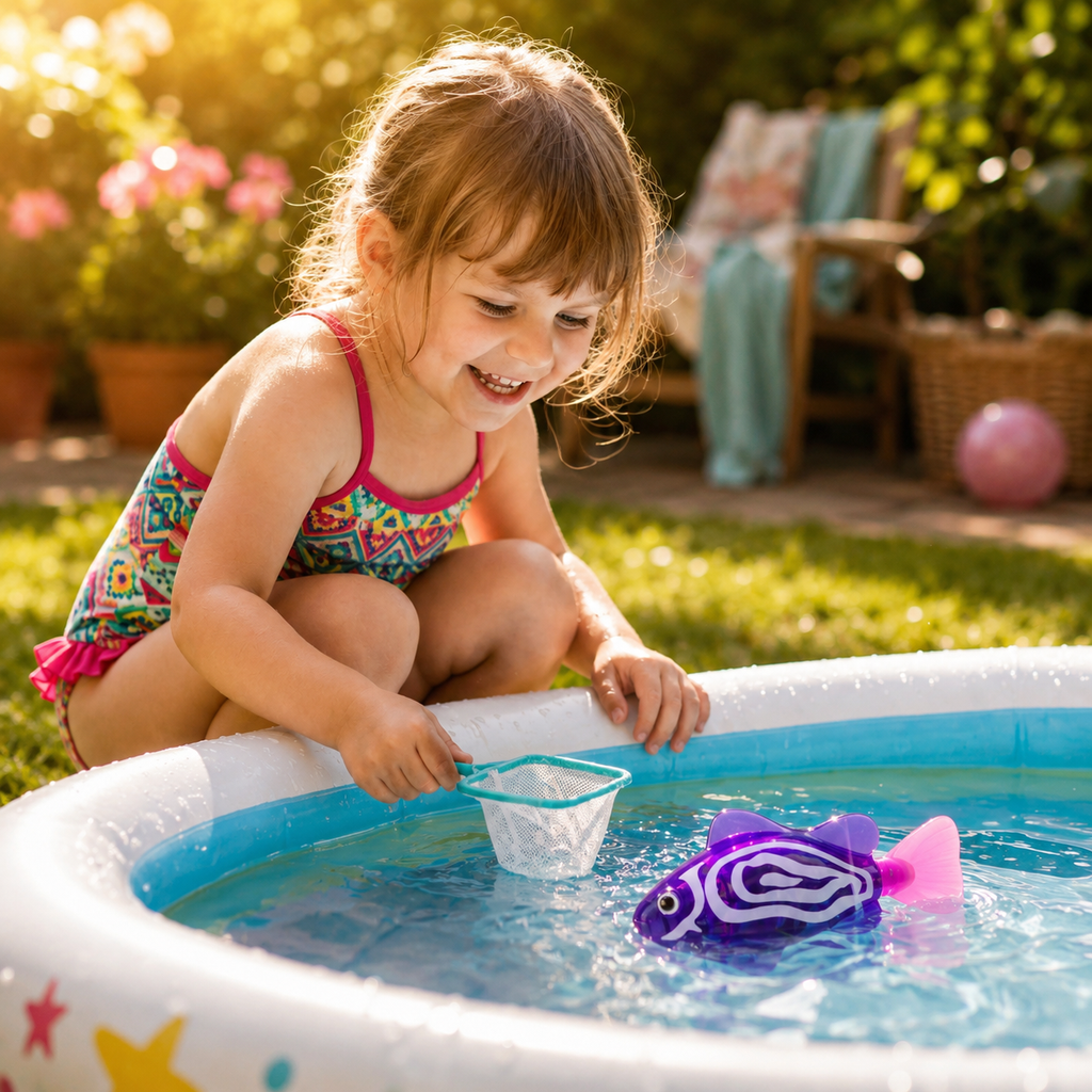 Giocattolo da bagno interattivo per bambini pesce galleggiante LED