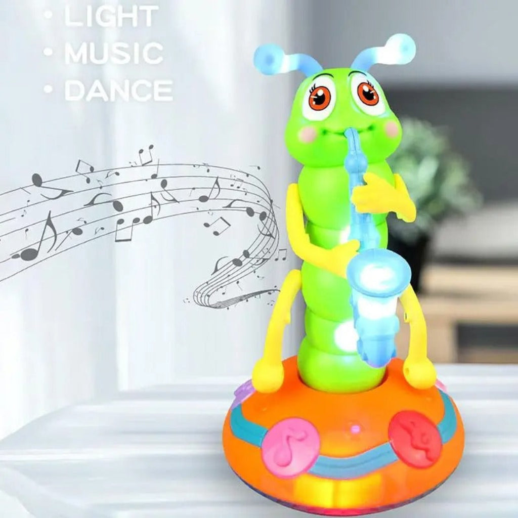 Giocattolo motorizzato bruco danzante per neonati — lettore musicale integrato, luci colorate