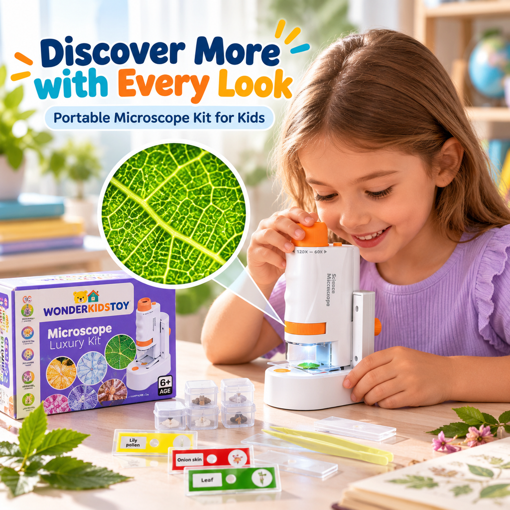 Kit microscopio portatile per bambini – scienza pratica ed entusiasmante a casa
