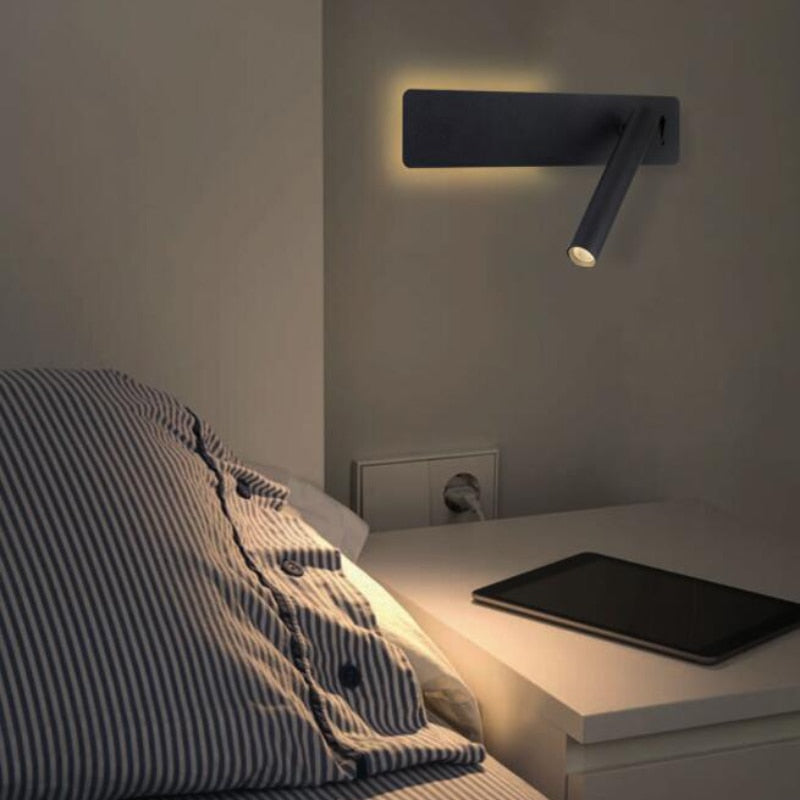 Lampada da parete LED orientabile per lettura | Faretto girevole | 2 interruttori metallo | Bedspark