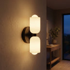 Lampada da parete in metallo e vetro con doppia illuminazione su e giù stile nordico