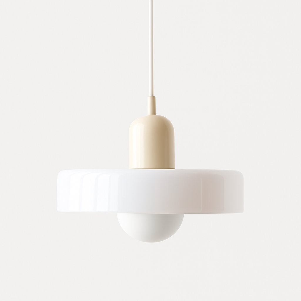 Lampada da soffitto Fjolyn in vetro colorato stile Bauhaus