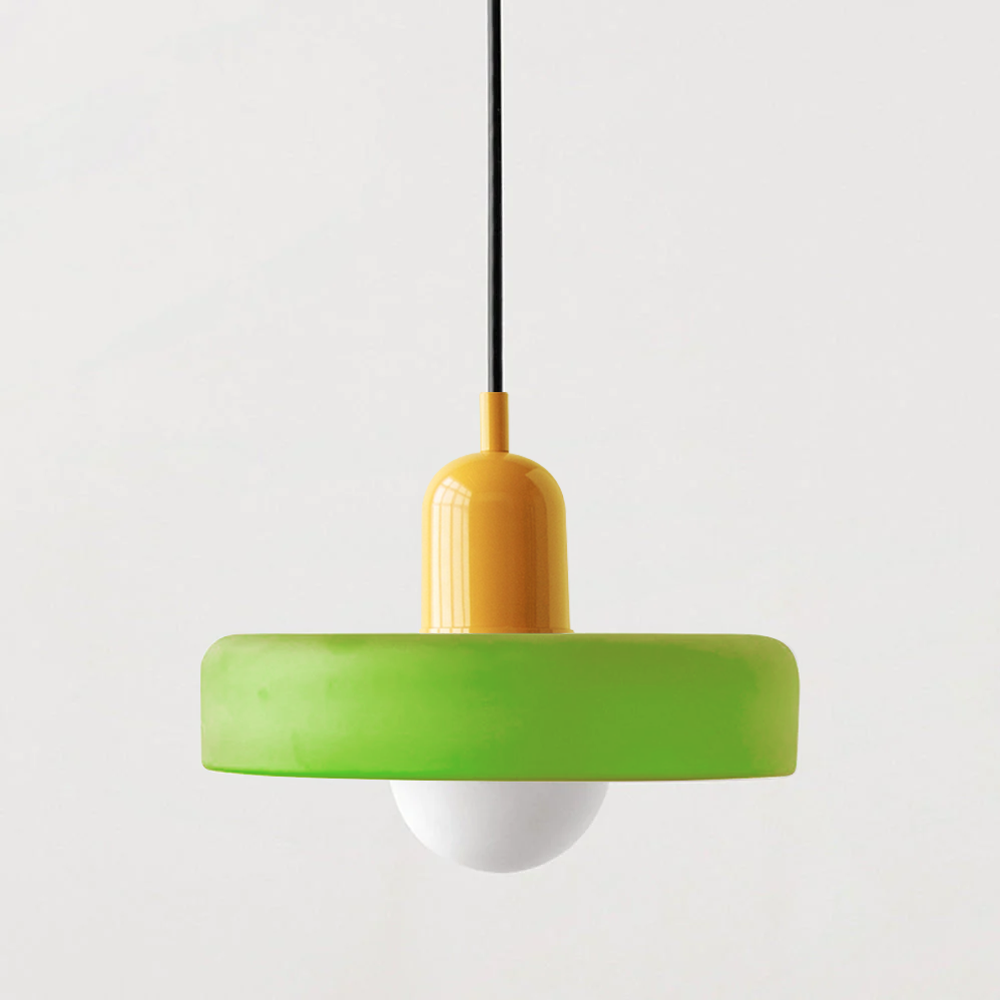 Lampada da soffitto Fjolyn in vetro colorato stile Bauhaus