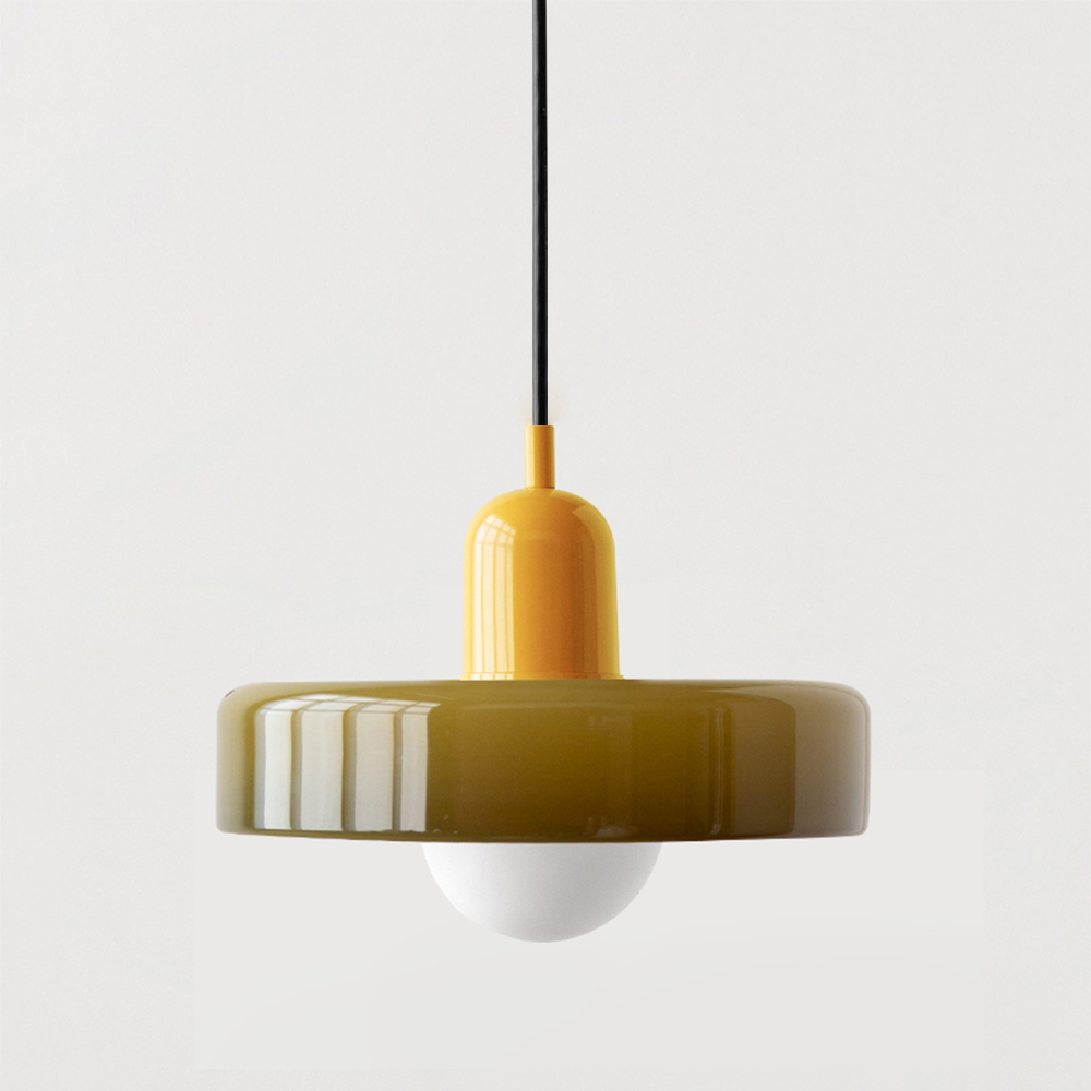 Lampada da soffitto Fjolyn in vetro colorato stile Bauhaus