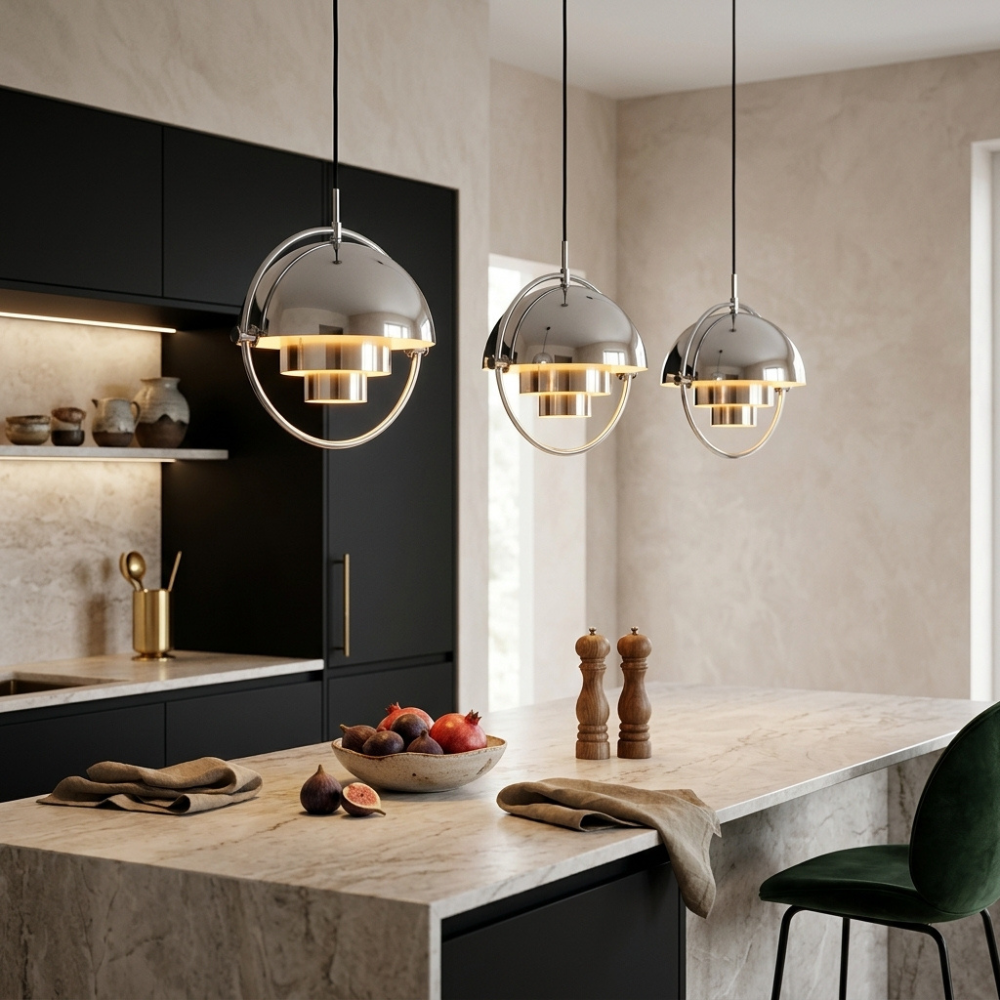 Lampada a sospensione geometrica con sfera regolabile Bauhaus moderna per cucina