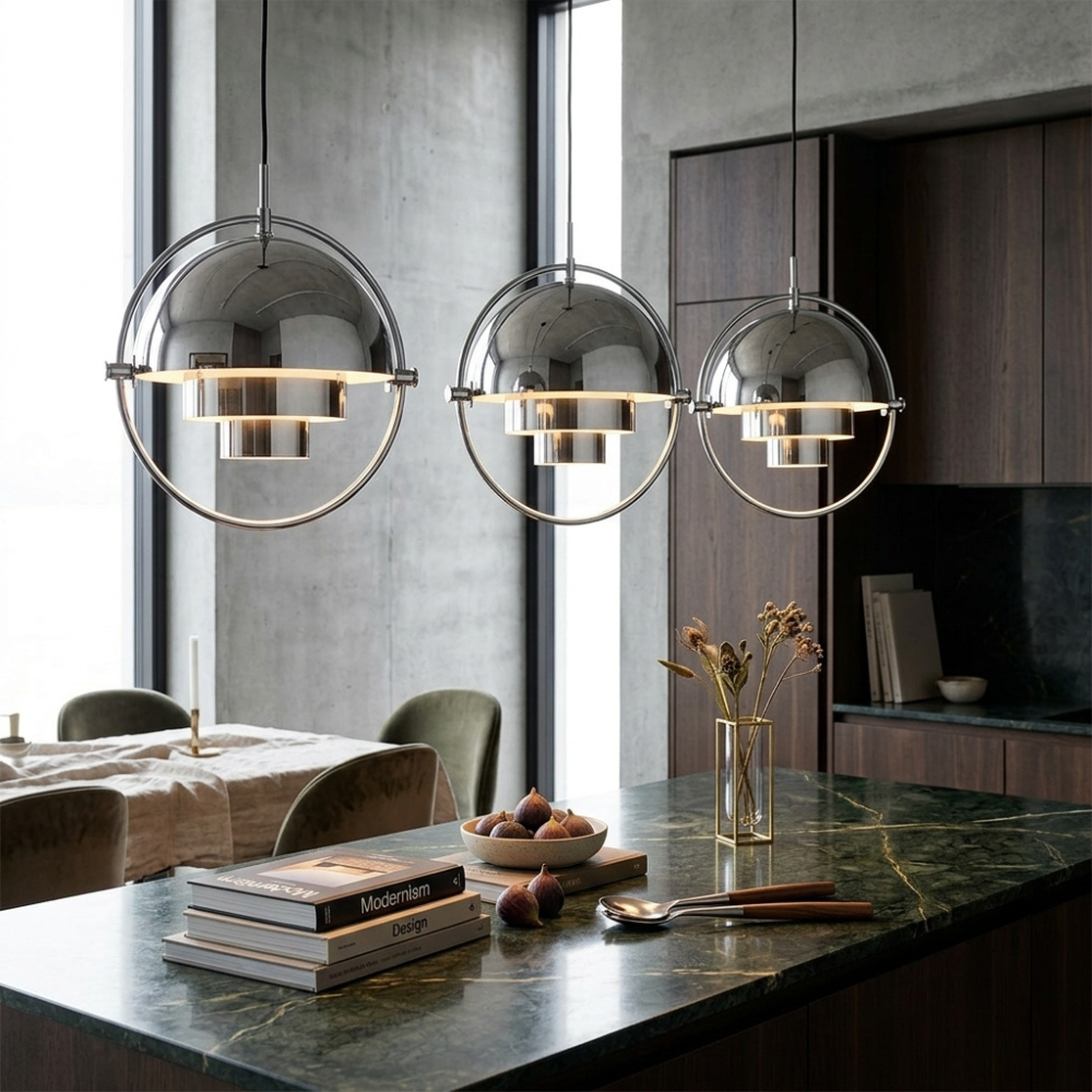 Lampada a sospensione geometrica con sfera regolabile Bauhaus moderna per cucina