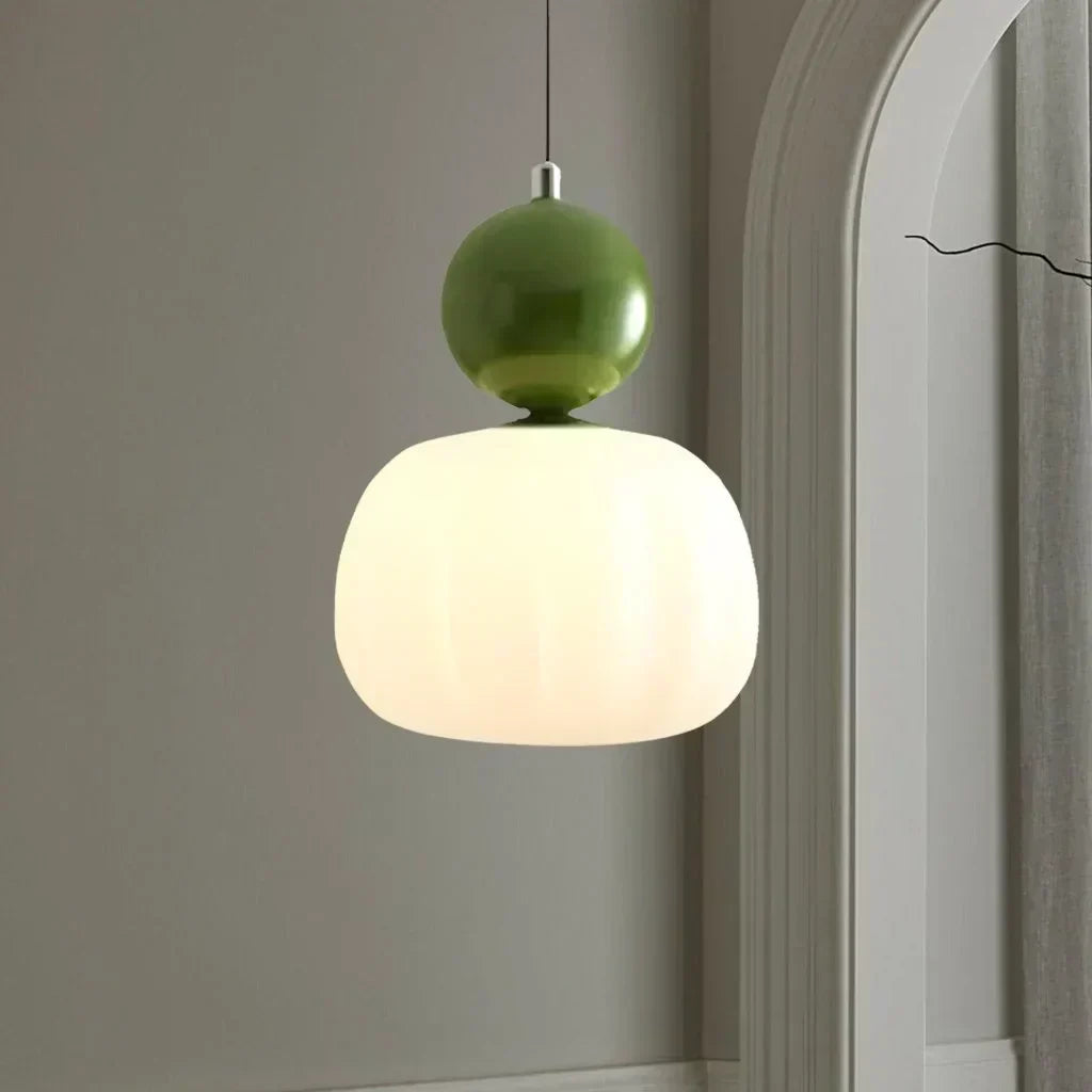 Lampada a sospensione nordica Pumpkin — LED, paralume in vetro rinforzato, struttura in metallo lucido