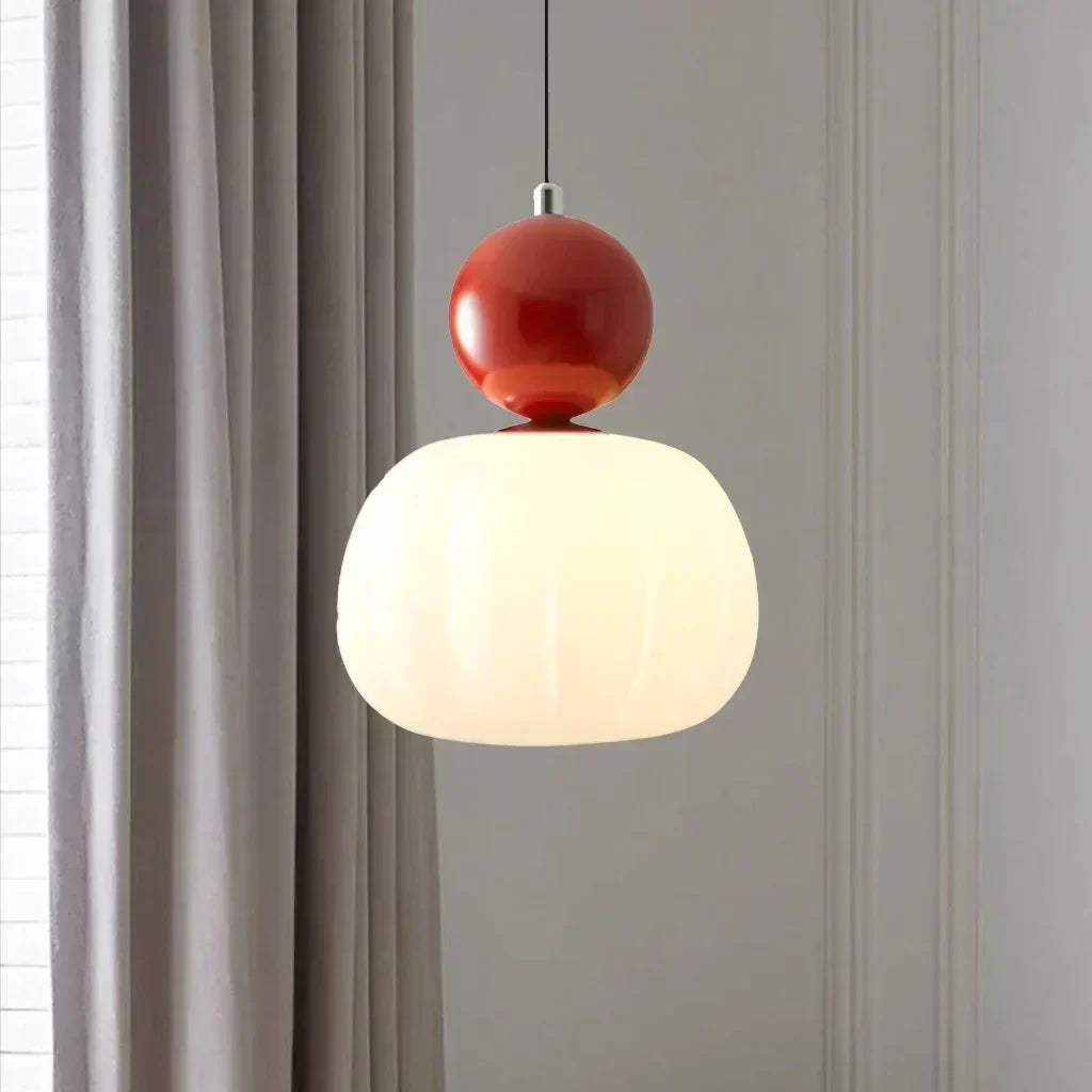 Lampada a sospensione nordica Pumpkin — LED, paralume in vetro rinforzato, struttura in metallo lucido