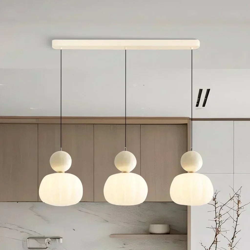Lampada a sospensione nordica Pumpkin — LED, paralume in vetro rinforzato, struttura in metallo lucido
