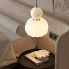 Lampada a sospensione nordica Pumpkin — LED, paralume in vetro rinforzato, struttura in metallo lucido