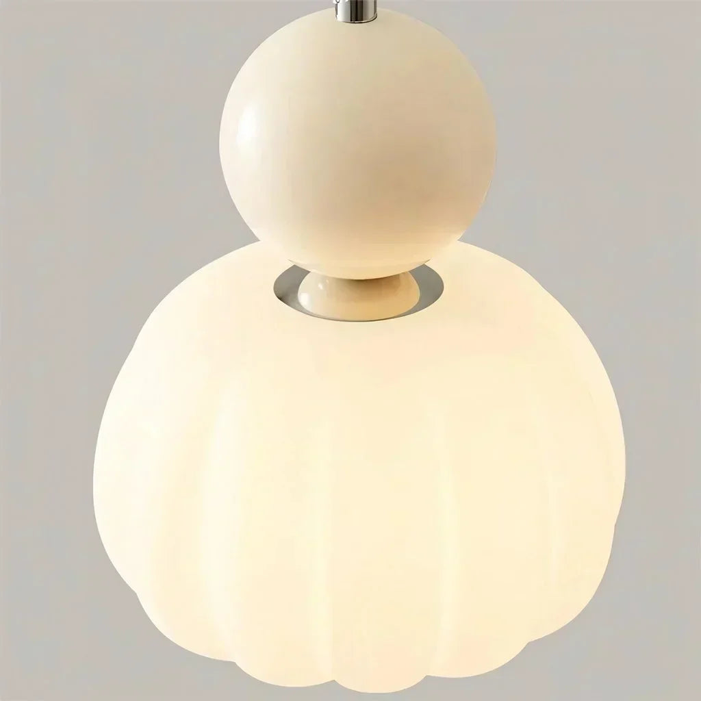 Lampada a sospensione nordica Pumpkin — LED, paralume in vetro rinforzato, struttura in metallo lucido