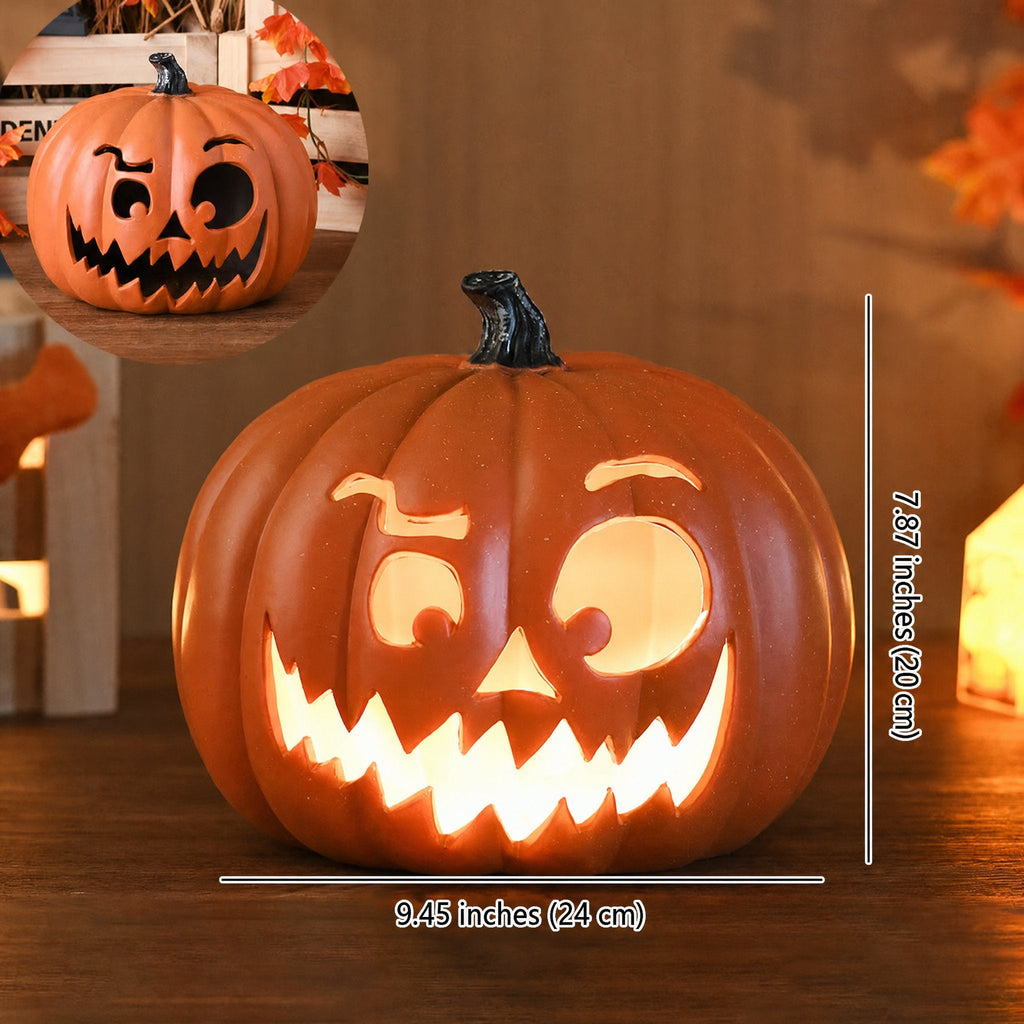 Lampada zucca Jack-O-Lantern a LED a batteria, lampada da pavimento decorativa per Halloween per soggiorno, portico e fe