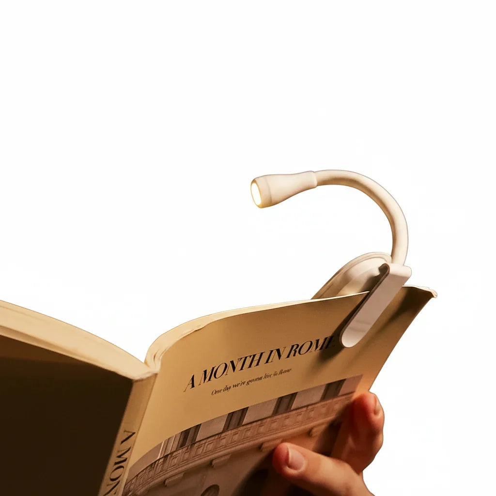 Luce da lettura con braccio flessibile e clip a molla, ricaricabile USB