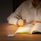 Luce da lettura con braccio flessibile e clip a molla, ricaricabile USB