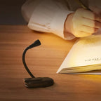 Luce da lettura con braccio flessibile e clip a molla, ricaricabile USB