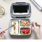 Lunch box ermetico in acciaio inox BentoBox — tre scomparti
