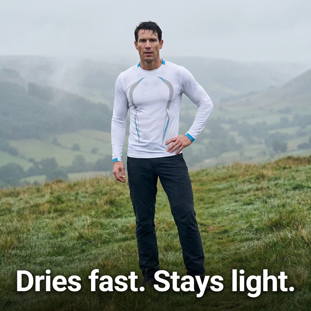 Maglia running a maniche lunghe da uomo - Base layer ad asciugatura rapida - T-shirt da trekking