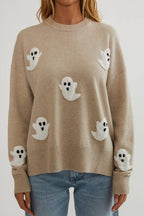 Maglione da donna in maglia con applicazioni fantasma – Maglione a maniche lunghe