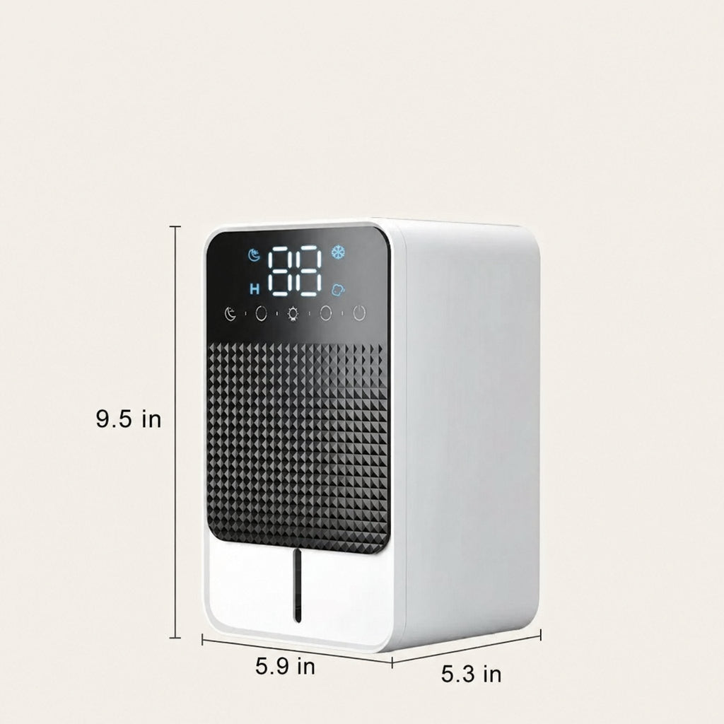 Mini deumidificatore per scantinato e camera da letto con pannello touch LED, serbatoio da 1,5 l e tubo di scarico