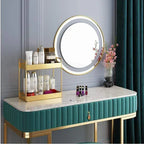 Organizer per cosmetici a doppio ripiano in metallo con finitura oro