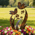 Paletto da giardino con silhouette di uccelli e fiori, finitura ferro invecchiato