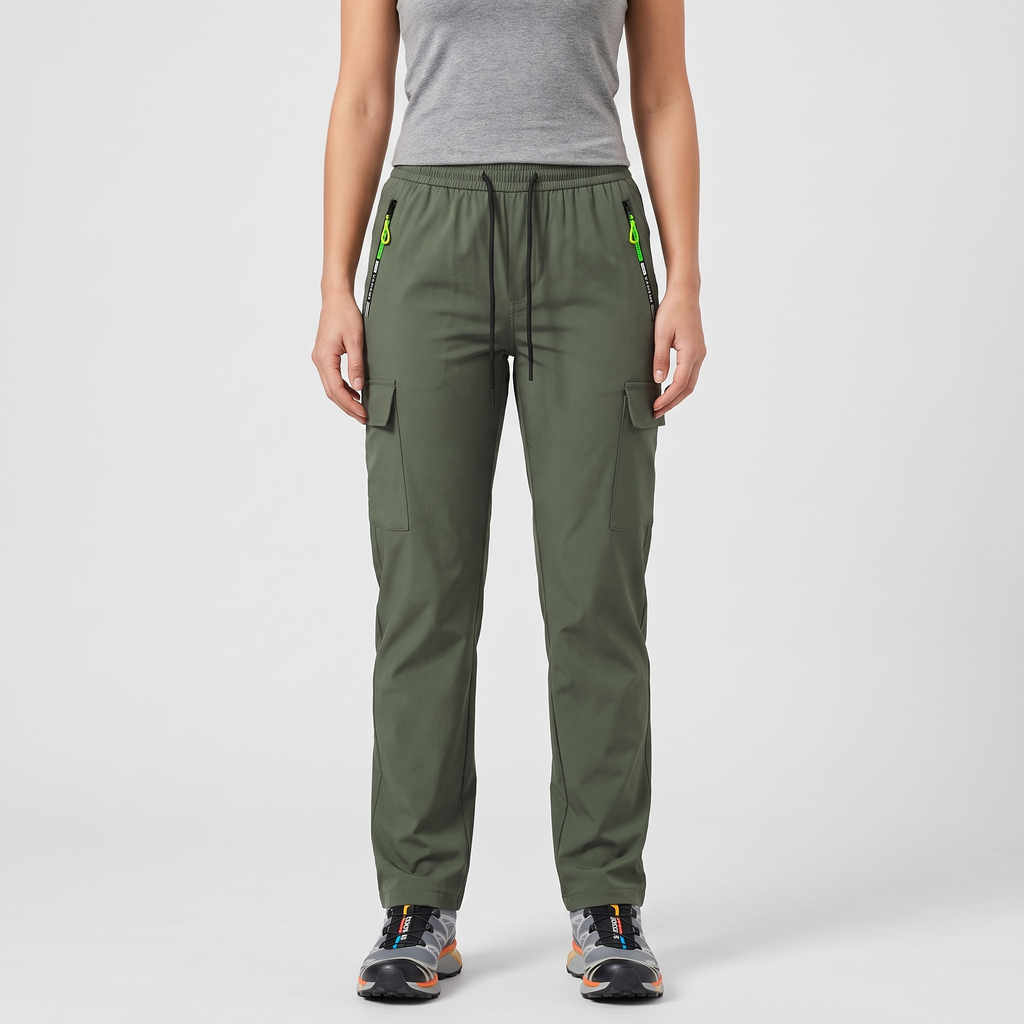 Pantaloni cargo da donna con elastico in vita
