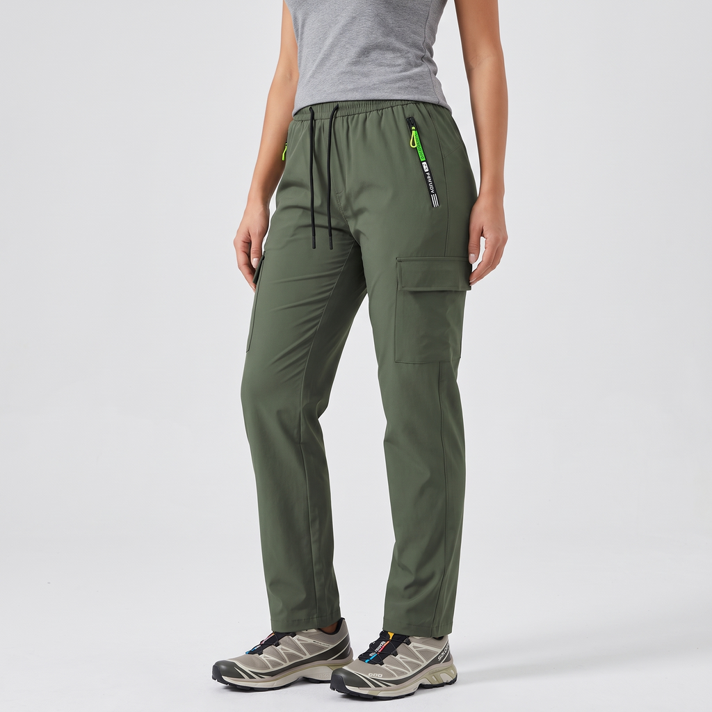 Pantaloni cargo da donna con elastico in vita