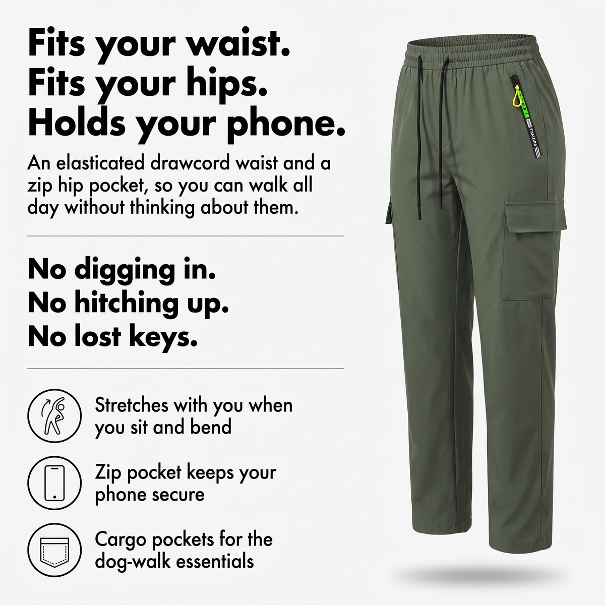 Pantaloni cargo da donna con elastico in vita